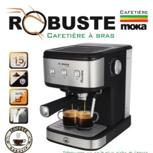Machine à café inox 15 Bar 1.5 L 1100W MOKA Robuste