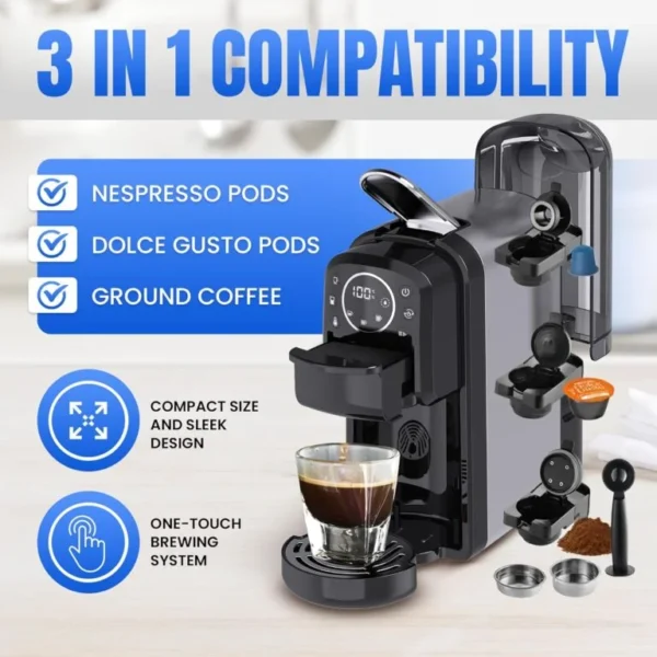 Cafetière inox 4 en 1 Multi-Capsules 20 Bar 1400W Multismart MS-CF2101 – Image 2