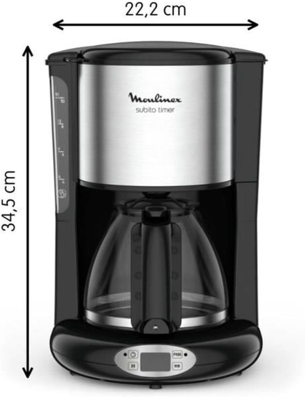 Cafetière avec filtre inox Moulinex Programmable 1,25 L, 10 à 15 tasses,  Moulinex FG362810 Noir – Image 4