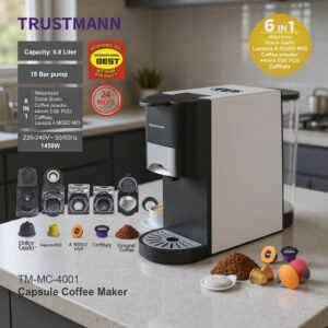 Machine à Café inox Multi Capsules 6 en1 - 1450W 19 Bar TRUSTMANN TM-MC-4001