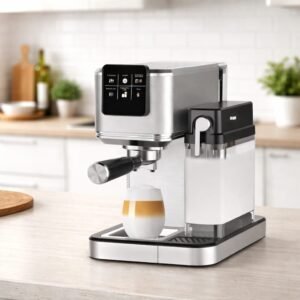 Machine a Café inox  Digital 20 Bars 1350W Café et Lait et Cappuccino – Café Poudre et Capsules Nesspresso 1.2L Schalleng AMB-027CM