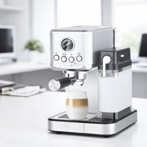 Machine a Café inox 20 Bars 1350W Café et Lait et Cappuccino – Café Poudre et Capsules Nesspresso 1.2L Schalleng AMB-026CM
